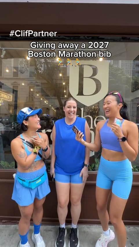 Instagram post by @ameyaokamoto for CLIF BAR. Caption reads: [...] Caryn, you’re running Boston @clifbar has....