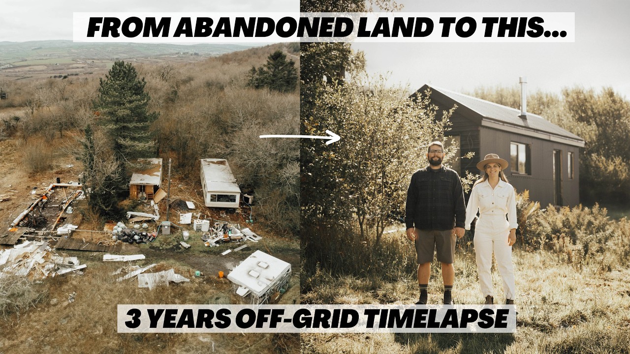 YouTube post by @CampOutWest for Huel. Caption reads: 3 YEAR'S OFF GRID. Everything we built on our....