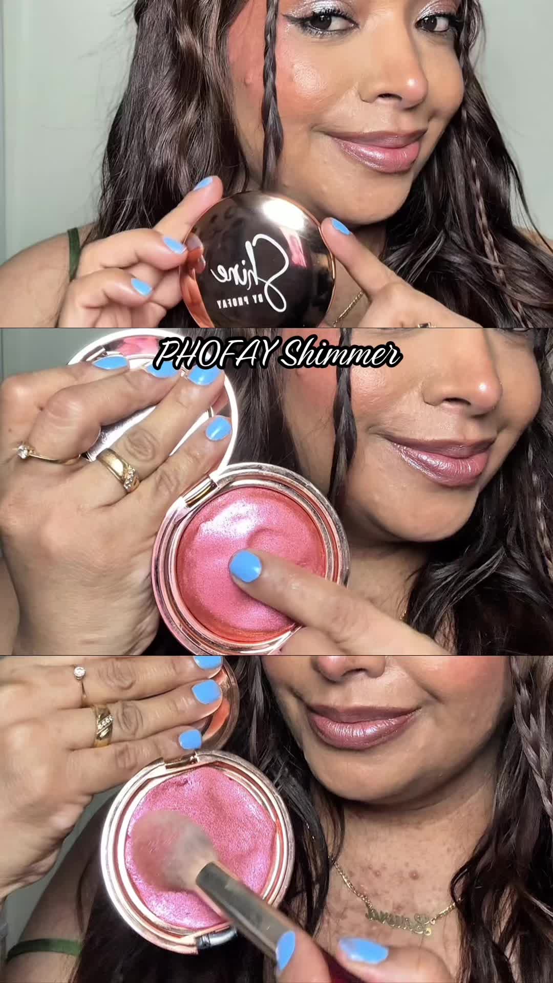 TikTok post by @laugja13 for PHOFAY US. Caption reads: PHOFAY Shimmer !@PHOFAY Cosmetics @PHOFAY US....