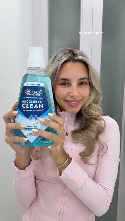 Instagram post by @gabrielaxgomez for Crest. Caption reads: #CrestPartner #Ad My mornings start with [...].