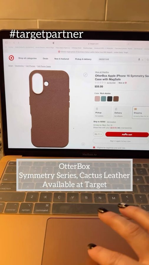 Instagram post by @house.becomes.home for OtterBox. Caption reads: [...] so happy to partner with @target and....