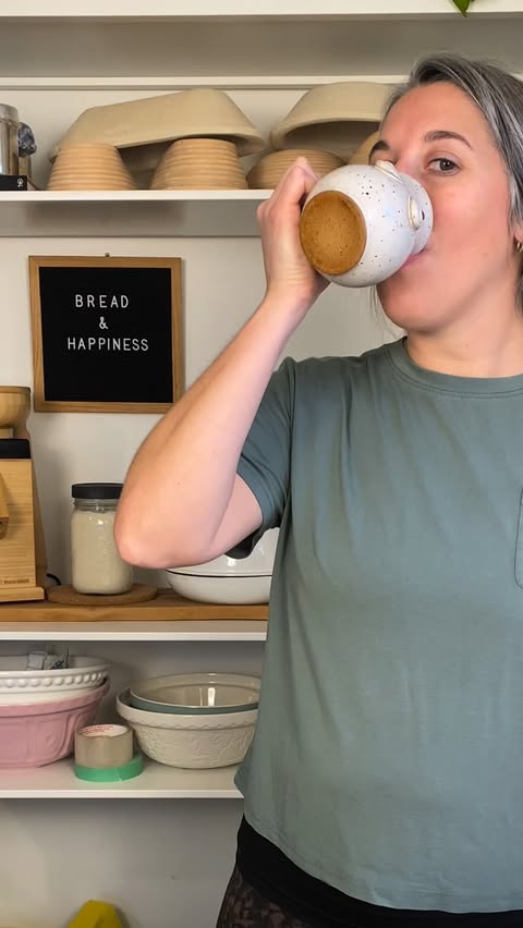 Instagram post by @breadandhappiness for YESOUL FITNESS. Caption reads: Making sourdough should fit into your schedule,....