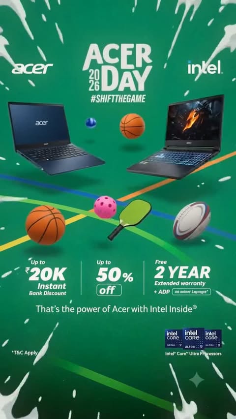 Instagram post by @techstuff01 for Acer. Caption reads: 🚨 Acer Day 2026 Sale is LIVE! 🎉 Big savings are....