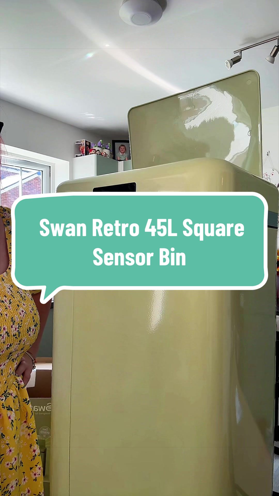 TikTok post by @sudsandruby for SwanbrandSA. Caption reads: Swan Retro 45L Square Sensor Bin available in 5....