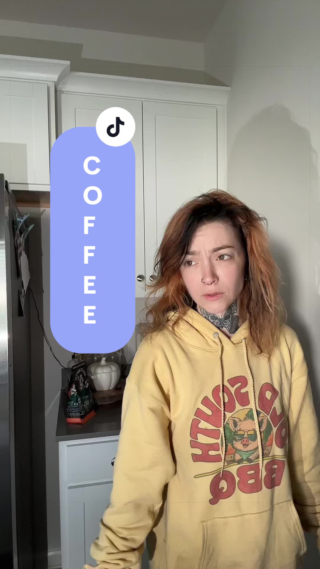 TikTok post by @crunchymomsourdough for Bones Coffee Company. Caption reads: [...] #coffeetime #grwm #morning @Bones Coffee....