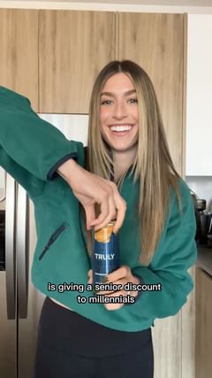 Instagram post by @itskatesteinberg for Truly Hard Seltzer. Caption reads: +21 #ad If you related to this reel…qualified ✔️....