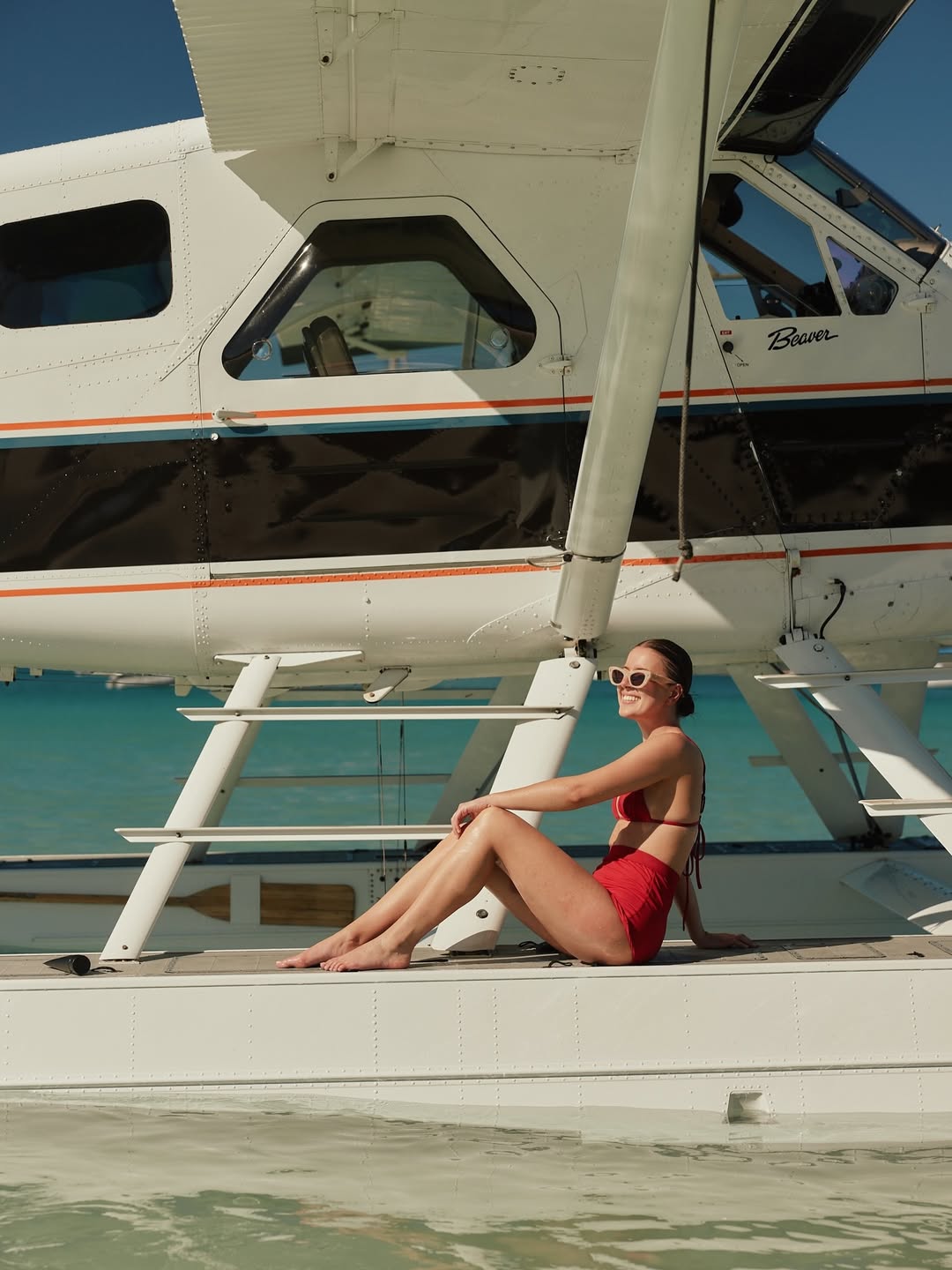 Instagram post by @mattiegouman for Mecca Cosmetica. Caption reads: An afternoon spent at Whitehaven beach ♥️....