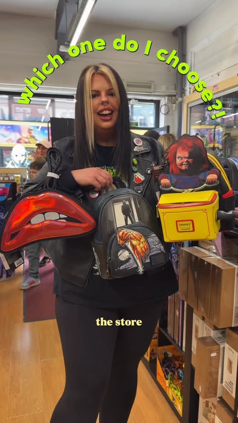 Instagram post by @scaryzaramary for loungefly. Caption reads: [...] visiting Forbidden Planet for their....