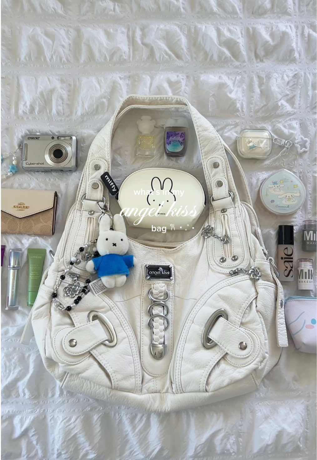 TikTok post by @ingyymtz for milkmakeup. Caption reads: ⊹ ࣪ ˖ | this has been my go-to bag for work and i....