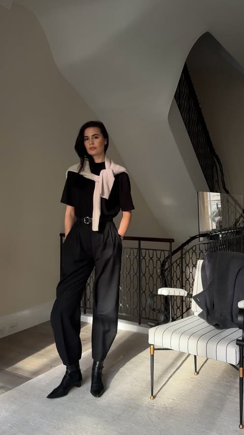 Instagram post by @ivanakorda for Banana Republic. Caption reads: / new year, new elevated basics — @bananarepublic....