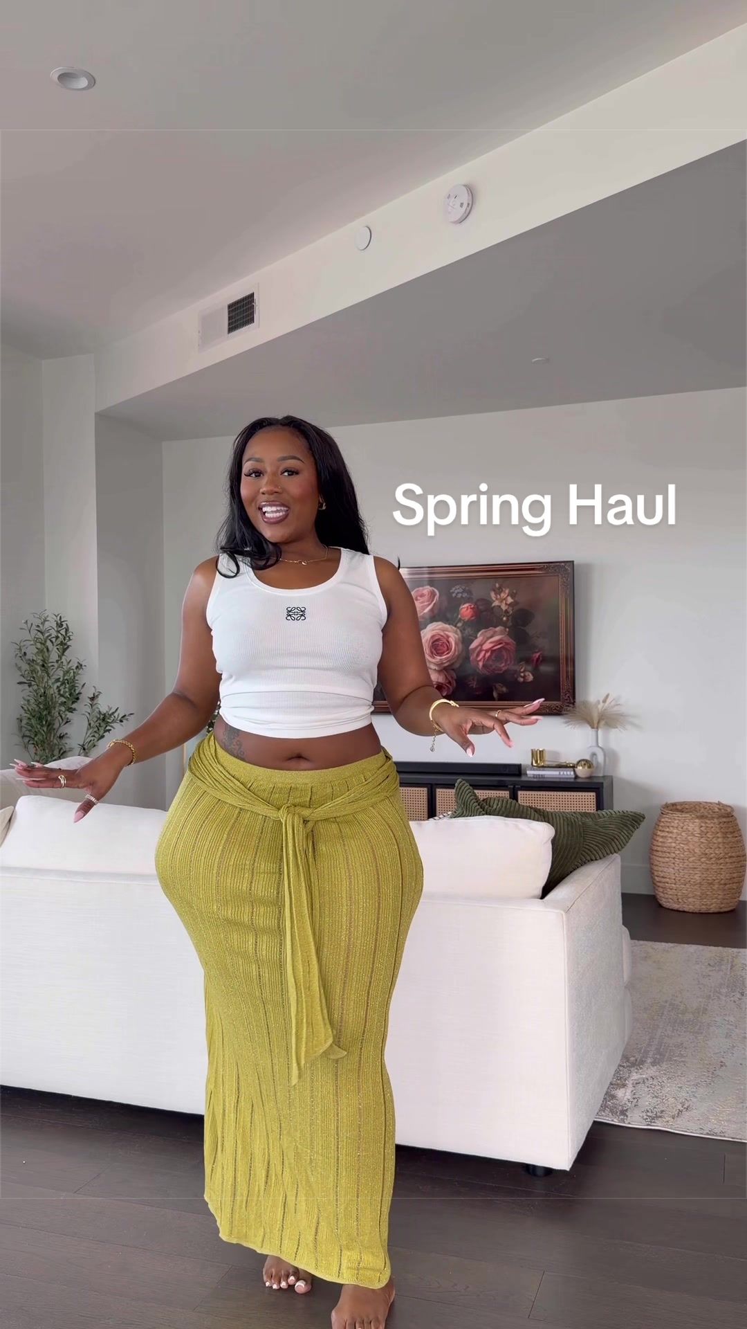 TikTok post by @badbrownskinnn for White Fox Boutique. Caption reads: [...] spring shopping from @White Fox Boutique .