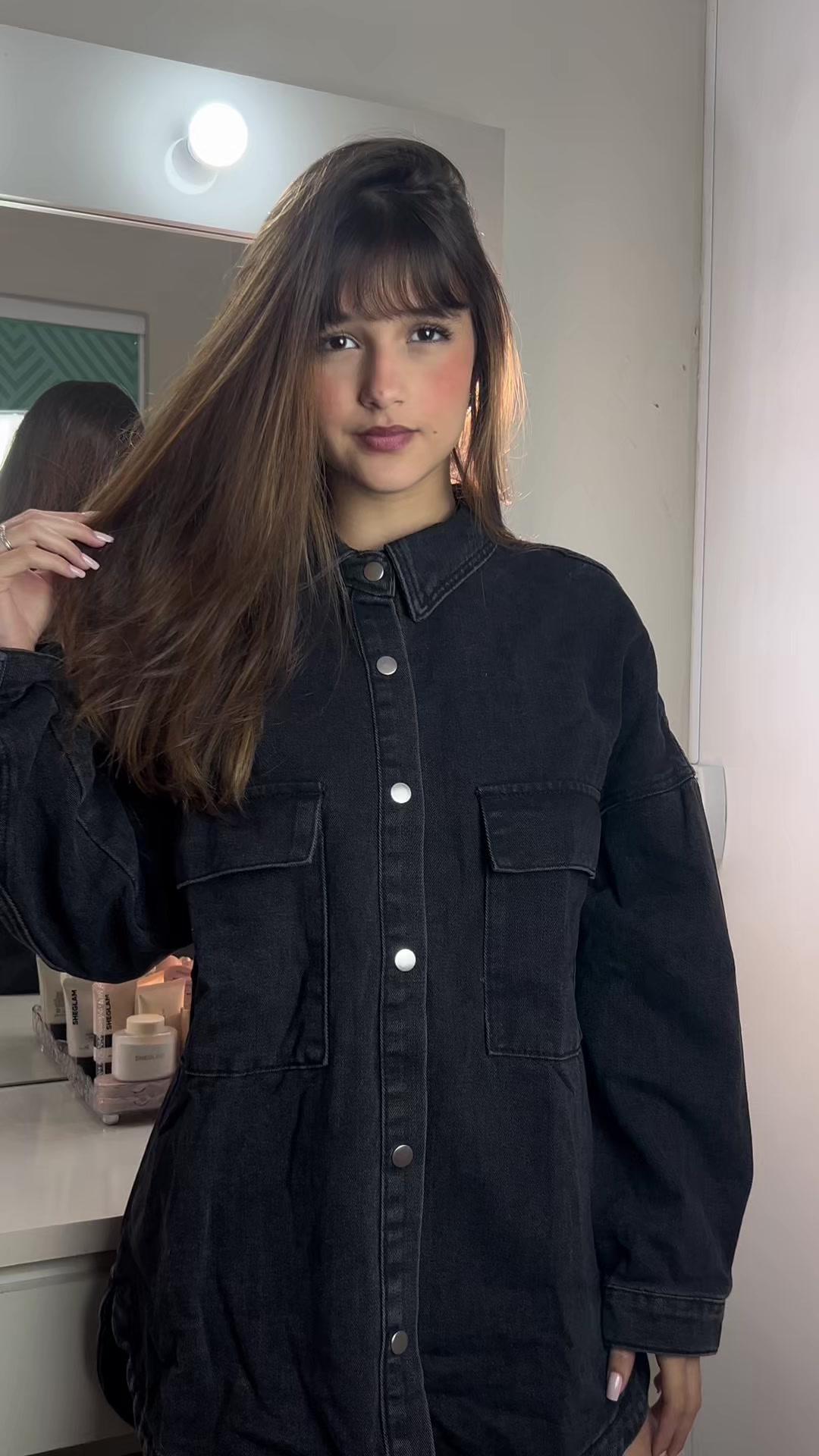 TikTok post by @mariakofc for Felicita. Caption reads: SHEIN Fit Check Challenge! Pesquise por G2B3H na....