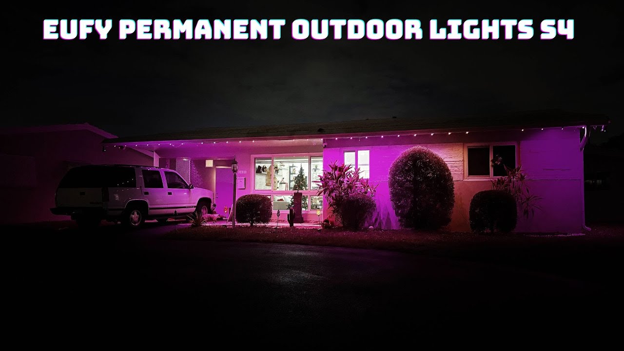 YouTube post by @techutopiareviews for Elgato. Caption reads: eufy Permanent Outdoor Lights S4 Review - The Best....