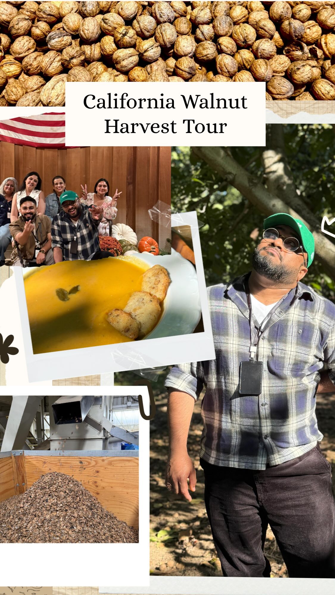 Instagram post by @chef_nehalkarkera for California Walnuts. Caption reads: Traveled to California for the California Walnut....