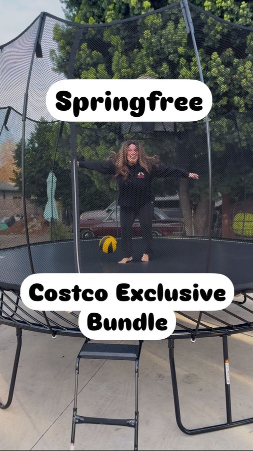 Instagram post by @costcosisters for Springfree Trampoline. Caption reads: [...] everything was top-notch.....