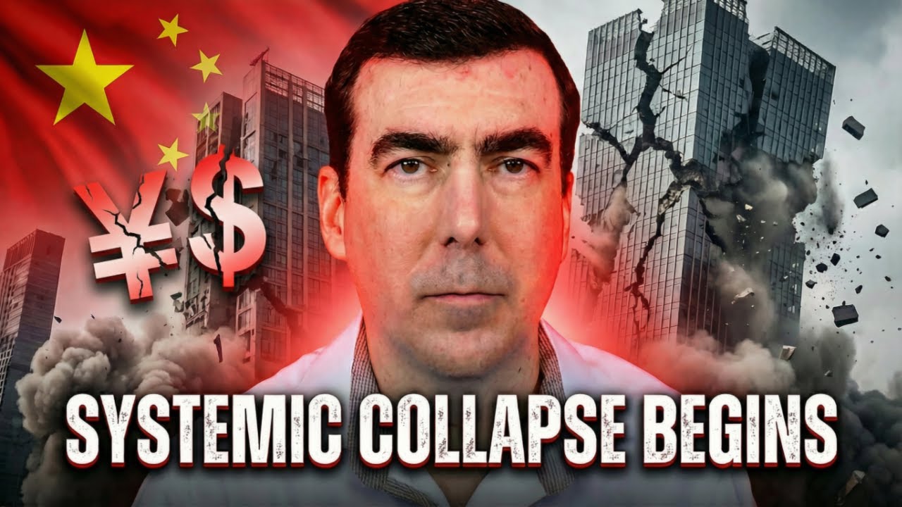 YouTube post by @stevenvanmetre5087 for Bloomberg. Caption reads: 😱 WTF! China’s Two BIGGEST Developers Just RAN....