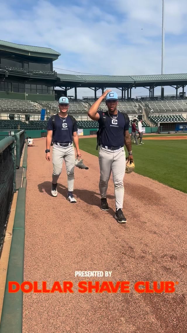 Instagram post by @citadelbaseball for Dollar Shave Club. Caption reads: [...] take a bow 😁 Presented by: @dollarshaveclub.
