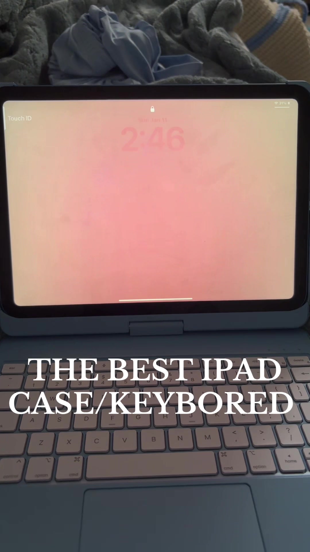 TikTok post by @secretqueenxo for Typecase. Caption reads: [...] can have a laptop and an ipad in one!....