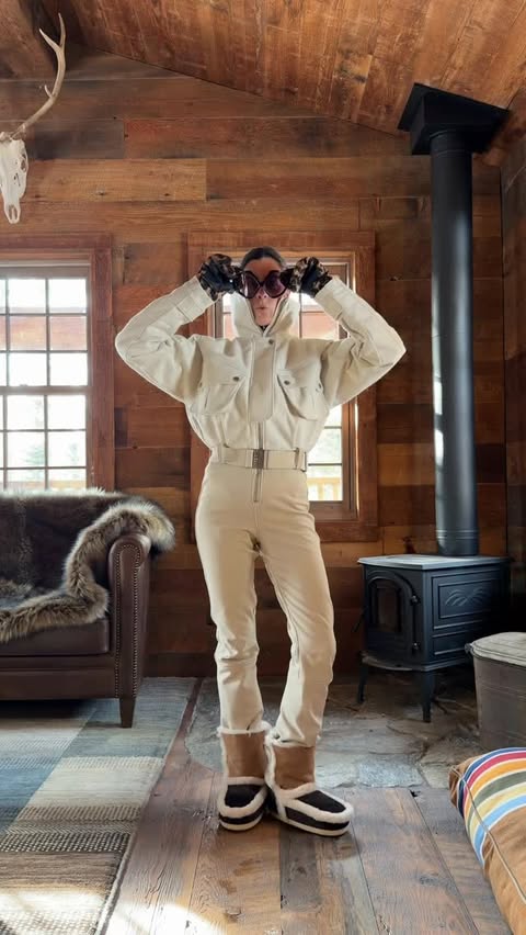 Instagram post by @vicmontanari for NET-A-PORTER. Caption reads: ad. pro skier mode on @netaporter.