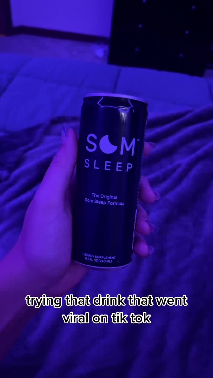 TikTok post by @ashley.eck for Som Sleep. Caption reads: [...] drink that went viral on here!! @getsomsleep....