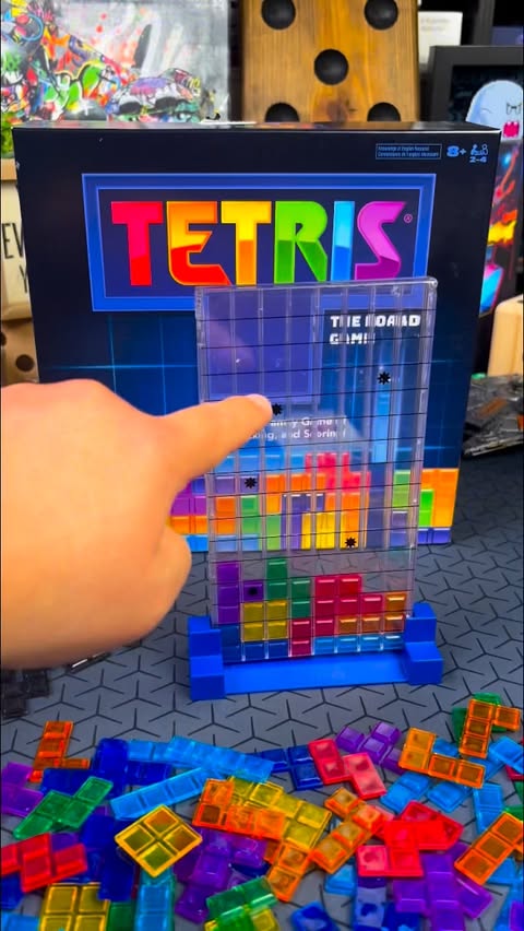 Instagram post by @woosung.boardgames for Spin Master. Caption reads: This is Tetris The Board Game! #tetris....