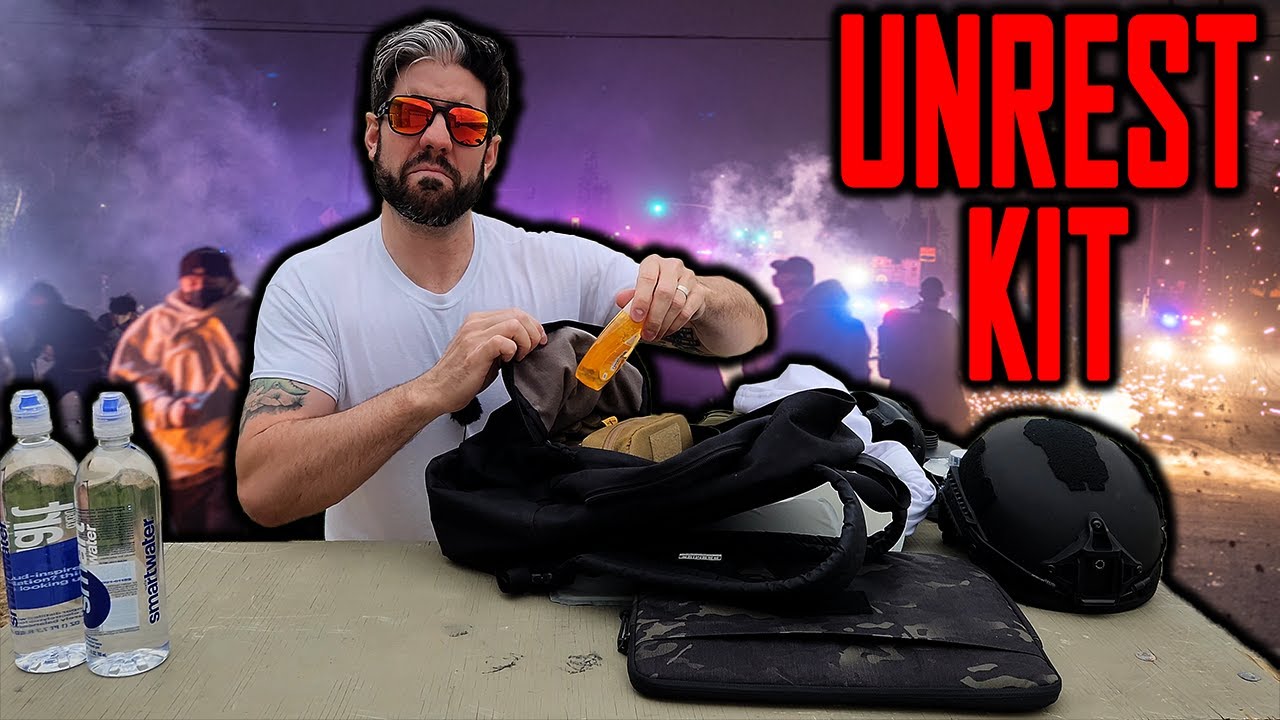 YouTube post by @MagicPrepper for Refuge Medical. Caption reads: Mostly Peaceful Protest Loadout.