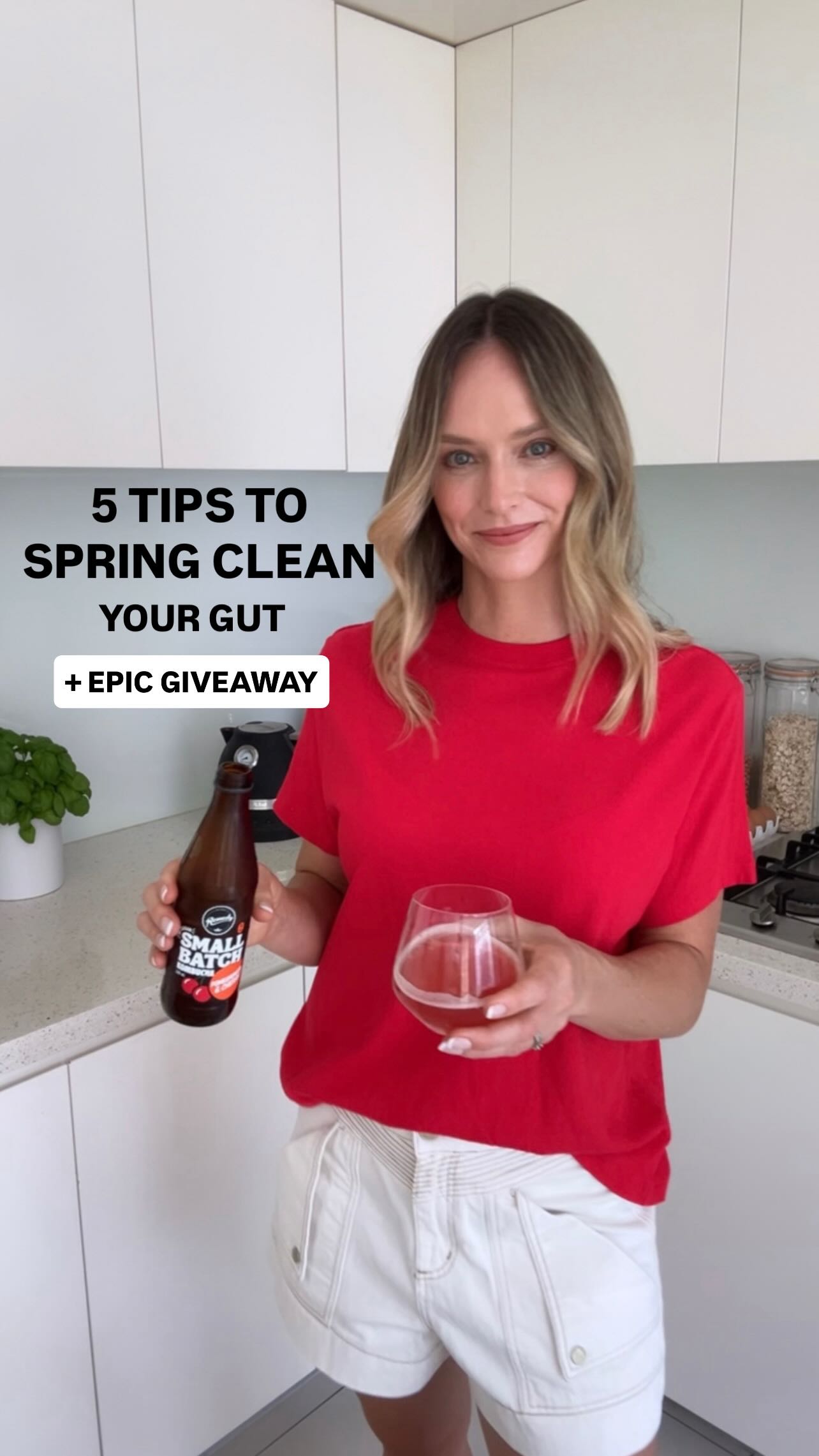 Instagram post by @brownpapernutrition for Remedy Drinks. Caption reads: SPRING CLEAN YOUR GUT GIVEAWAY WITH REMEDY!....