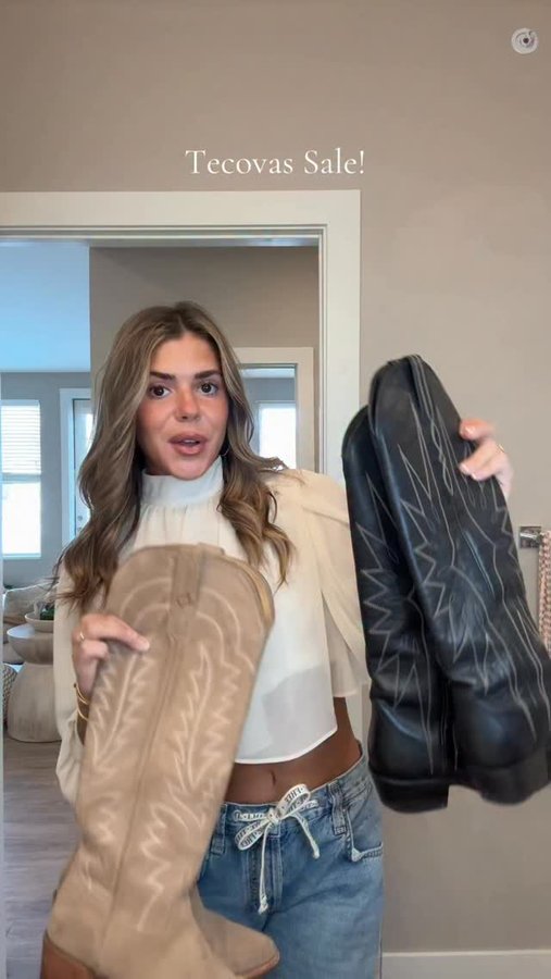 Instagram post by @madisonsvetz for Tecovas. Caption reads: I have all my faves linked on shopmy!! 👢✨....