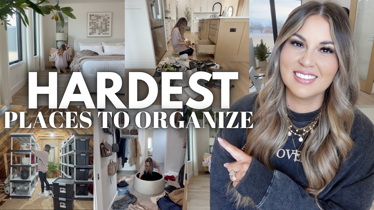 YouTube post by @TilVacuumDoUsPart for Boutique Rugs. Caption reads: HARDEST PLACES TO ORGANIZE & HOW TO CONQUER | NEW....