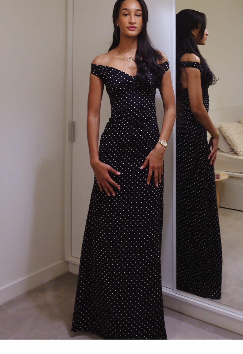 TikTok post by @deborahbx_ for PEPPERMAYO. Caption reads: @PEPPERMAYO try on ❤️ #tryon #peppermayo #dresses....