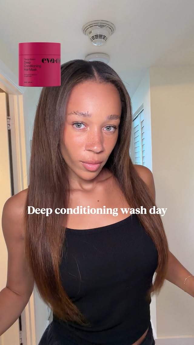 Instagram post by @anyaalfonsetti for Eva NYC. Caption reads: [...] #evahairnyc #haircare #washday #NFL....