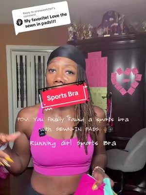 TikTok post by @gorgeousmommy3 for Running Girl. Caption reads: [...] my favorite sports bras @RUNNING GIRL 🔥🔥....
