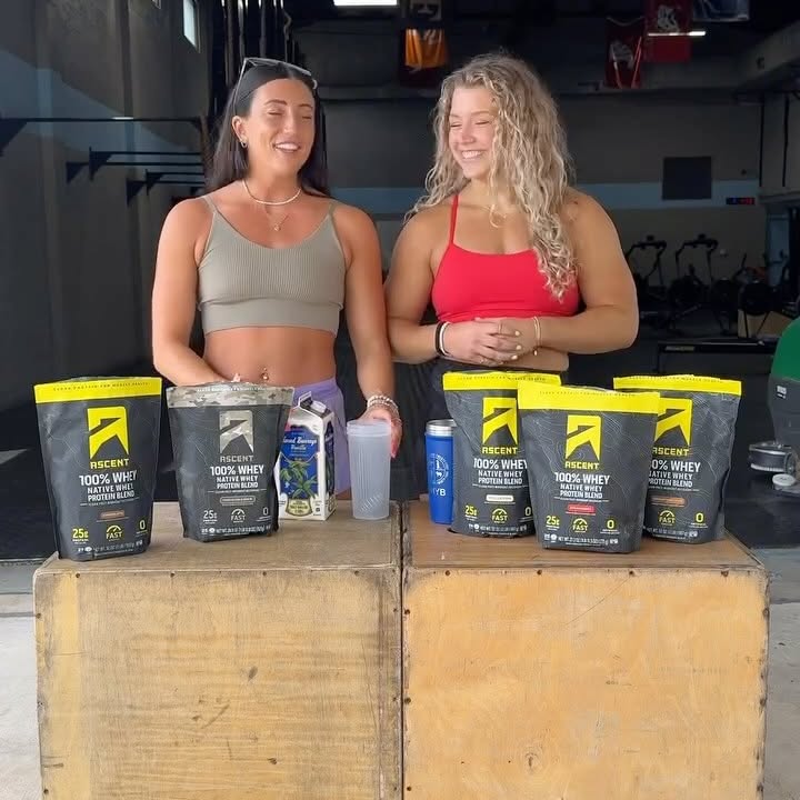 Instagram post by @syddneyssmith for Ascent Protein. Caption reads: reaching your protein goal for the week within 5....