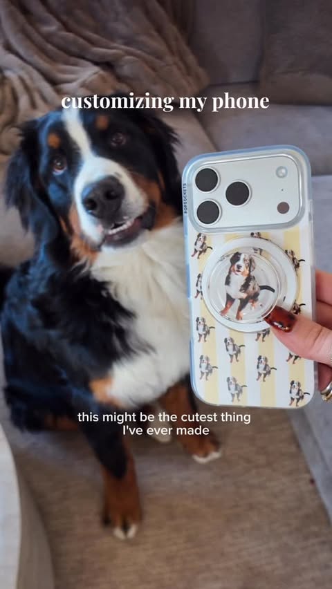 Instagram post by @alliemariedigital for PopSockets. Caption reads: [...] of my puppy Rocky to create a custom....