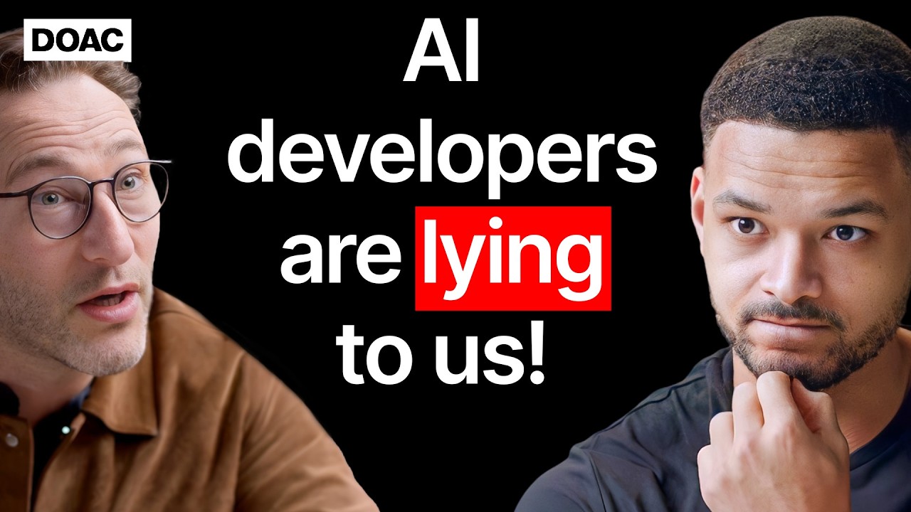 YouTube post by @TheDiaryOfACEO for Ekster. Caption reads: Simon Sinek: You're Being Lied To About AI's Real....