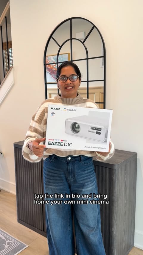 Instagram post by @shwetamalkar0 for Aurzen. Caption reads: Level up your movie nights with the Aurzen EAZZE....