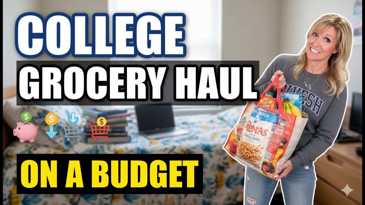 YouTube post by @FrugalFitMom for LMNT. Caption reads: How to eat for $40 a Week as a College Student |....