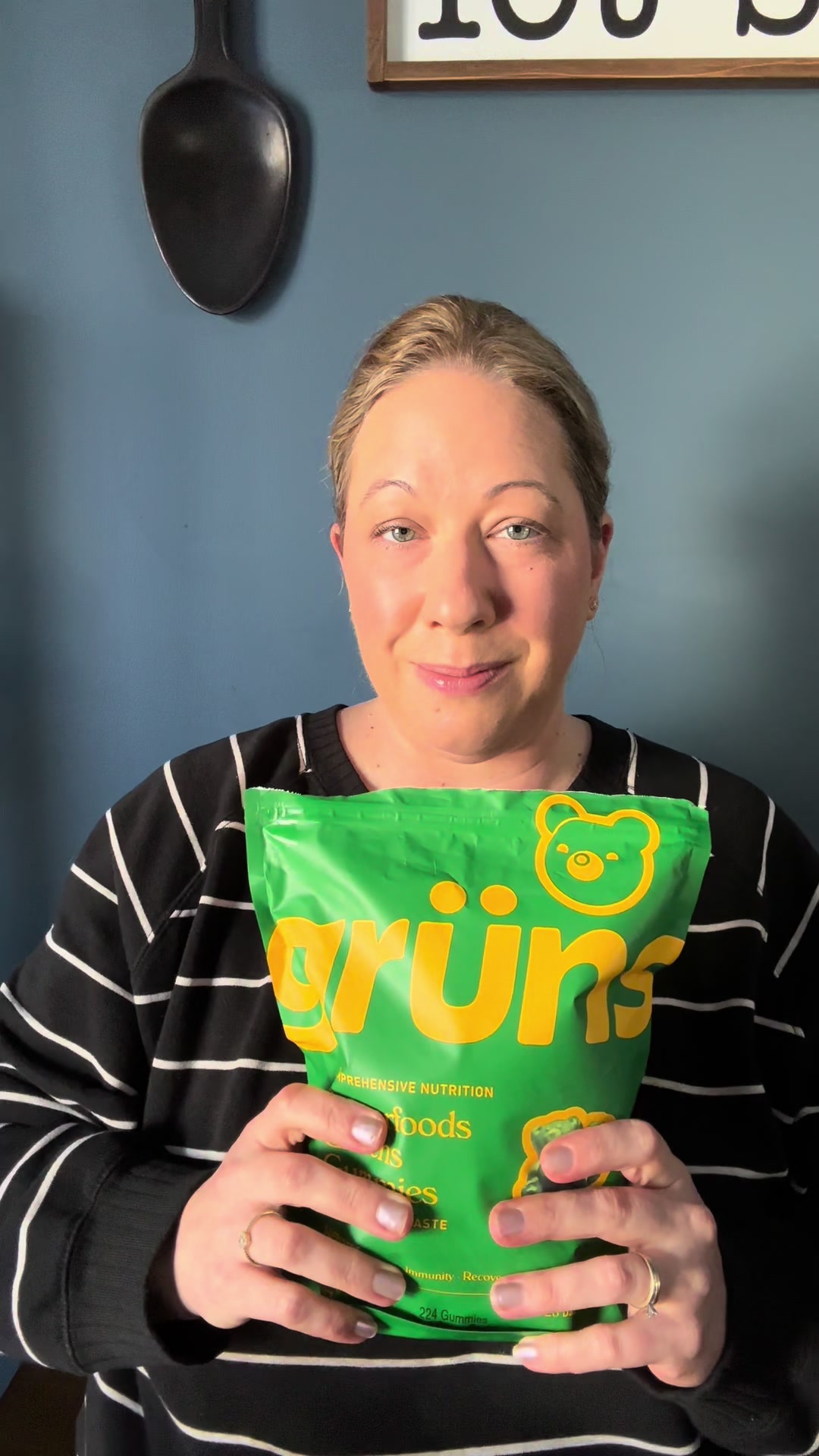 TikTok post by @highclassheather for Grüns. Caption reads: [...] down powders because these @Grüns taste like....