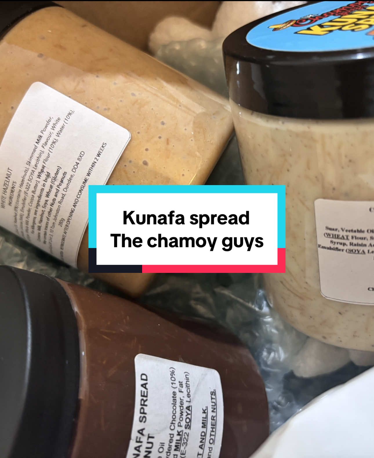 TikTok post by @annaleigh_97 for ChamoyGuysUK. Caption reads: [...] 😍😍 #kunafa #kunafachocolate #chamoyguysuk....