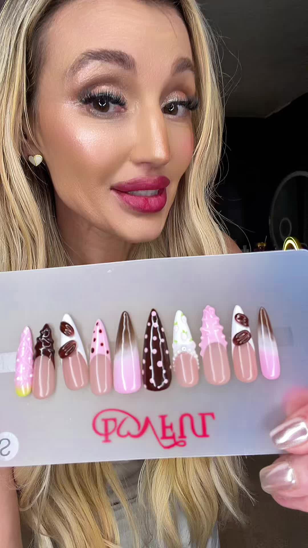 TikTok post by @emcakes87 for LOVFUL. Caption reads: [...] your nails ready for Valentine's Day?✨....