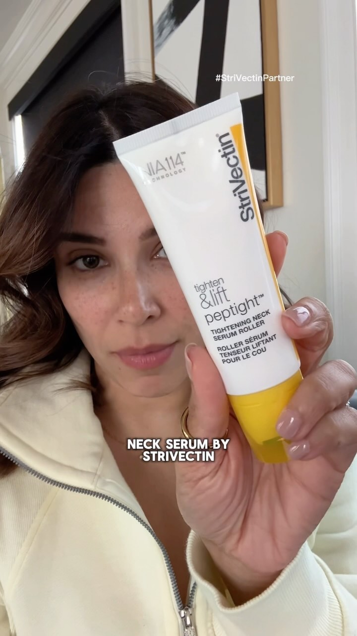 Instagram post by @abihajkhan for StriVectin. Caption reads: I’ve recently noticed the skin on my neck losing....