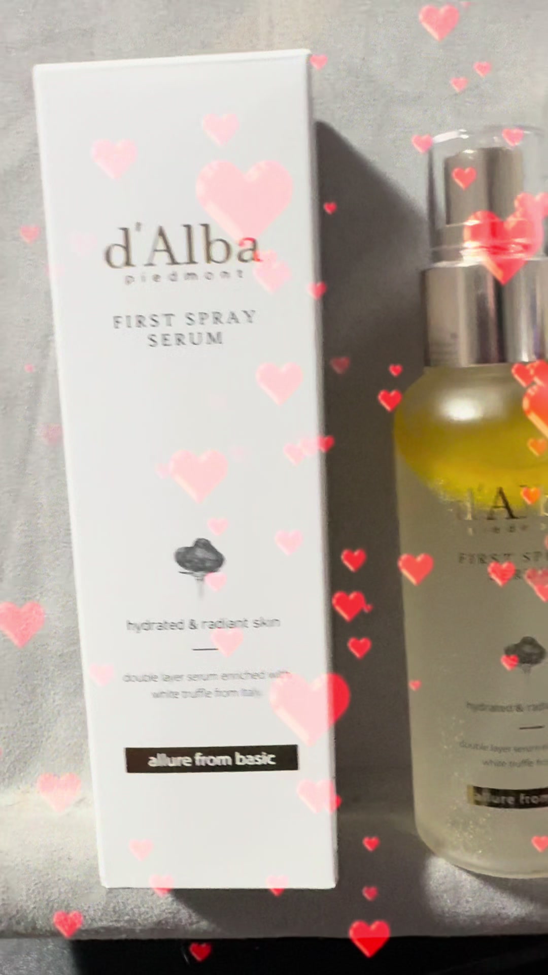TikTok post by @bev.harrison for d’Alba. Caption reads: [...] white truffle first spray serum from @d’Alba....