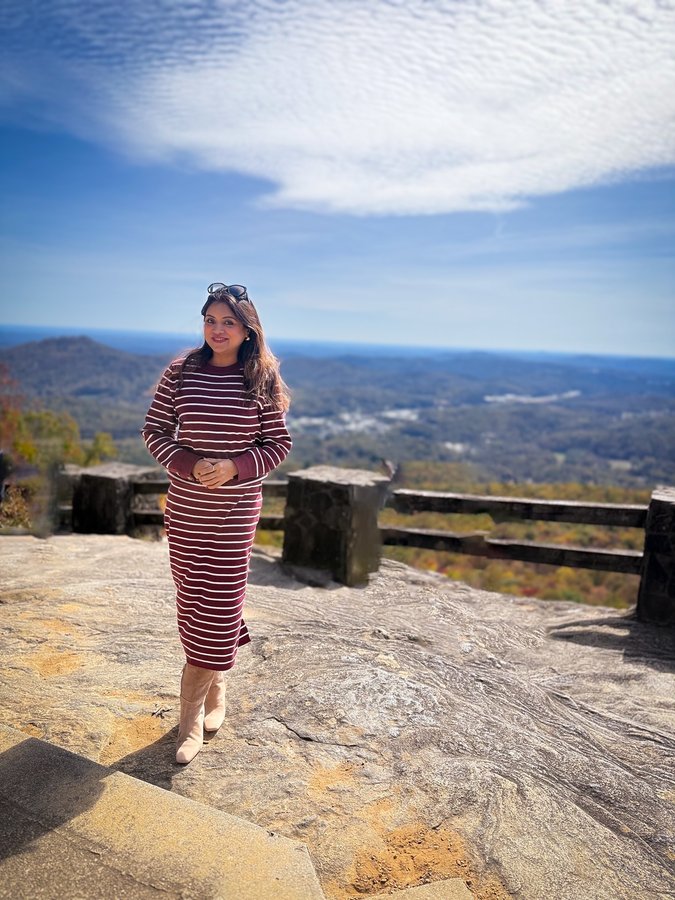 Instagram post by @shilpi_smilenshine for PrettyGarden. Caption reads: Leaves are falling and so am I for this season....