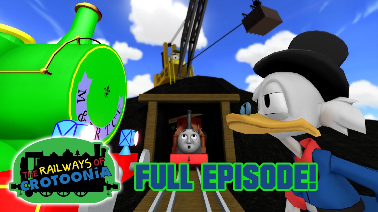 YouTube post by @MilanPofCrotoonia for TeePublic. Caption reads: Mind the Mine! (Season 2 Episode 8) | The Railways....