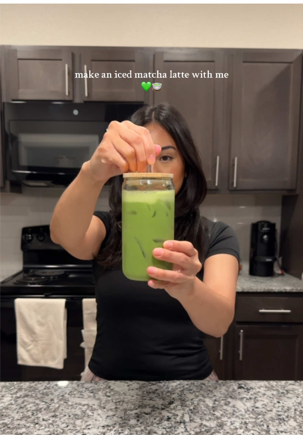 TikTok post by @nidia.sg24 for La La Land Kind Cafe. Caption reads: First time making matcha at home and it taste so....