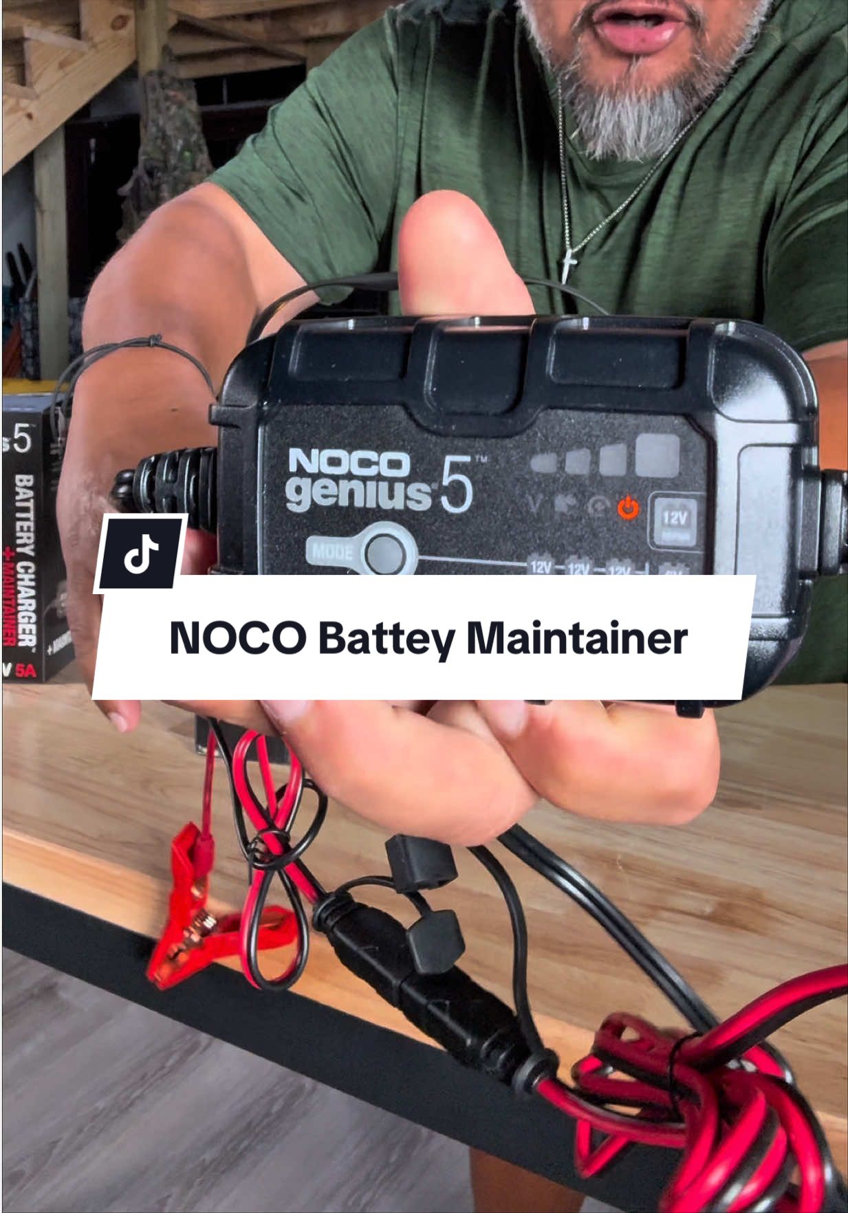 TikTok post by @timberfindz for Noco. Caption reads: [...] #batterymaintainer #deadbattery @noco.