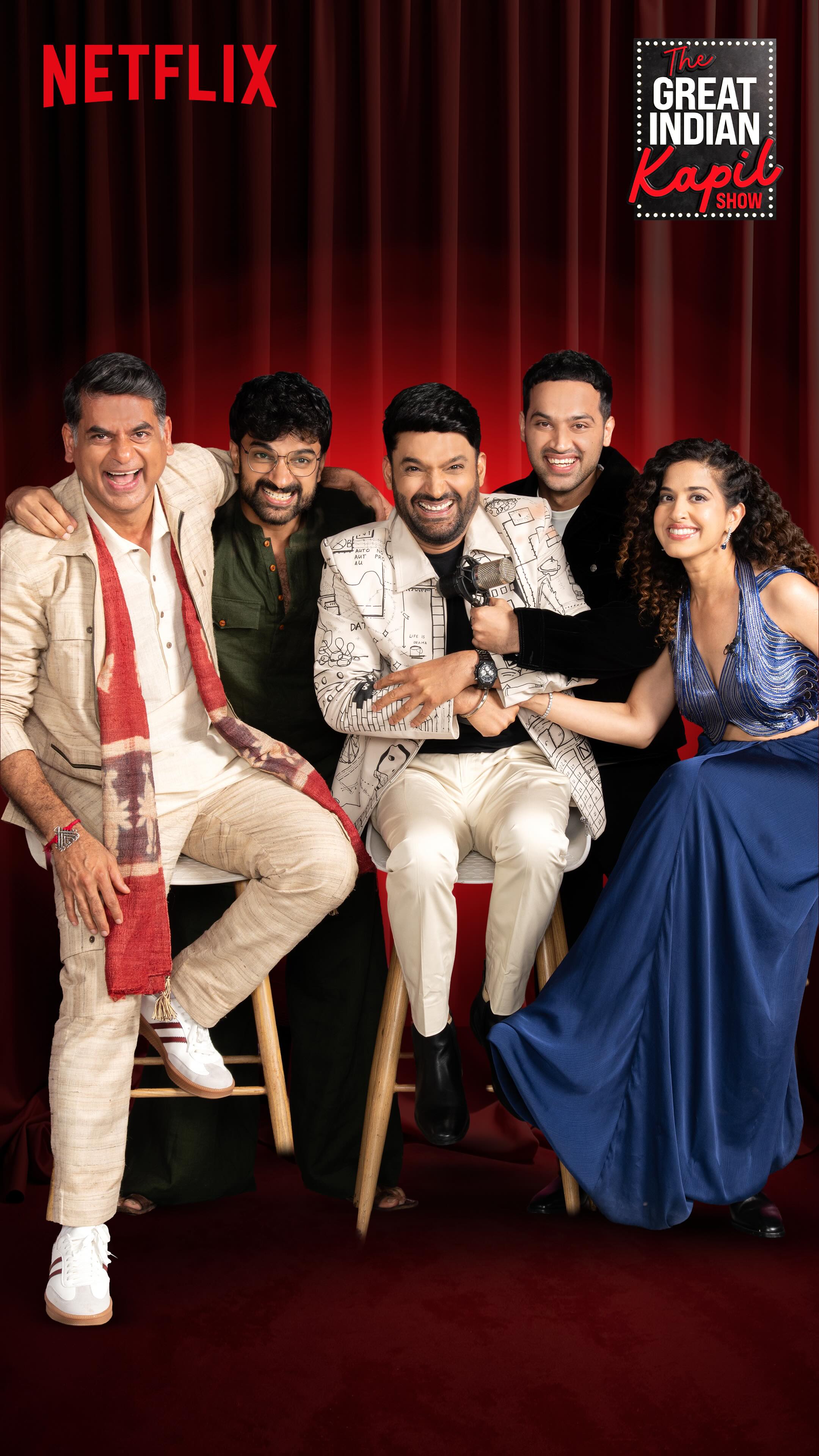 Instagram post by @kamiya_jani for Netflix. Caption reads: Sawaal karne waalon ko ab Kapil puchenge sawaal....