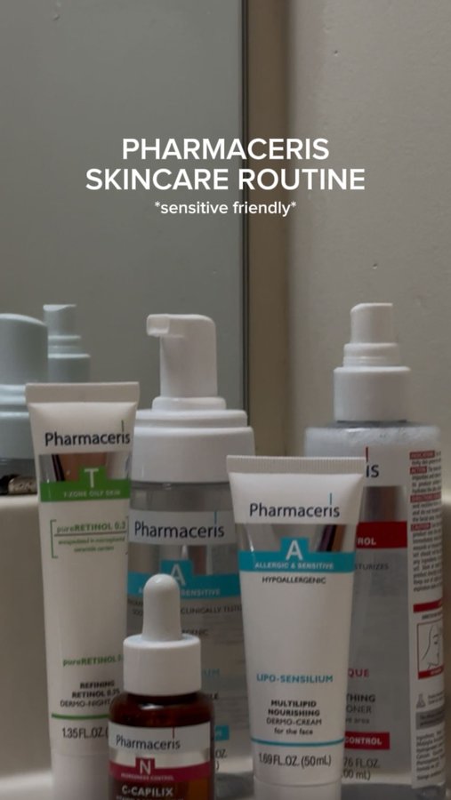 Instagram post by @bethany.wer for Pharmaceris. Caption reads: @pharmacerisusa is perfect for my fellow sensitive....