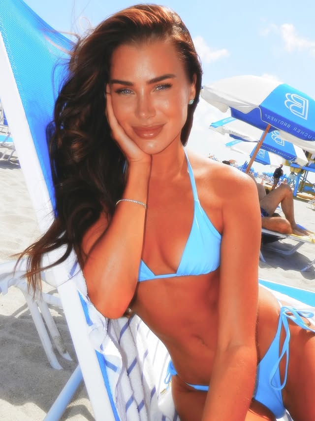Instagram post by @yasmindevonport_ for Monday Swimwear. Caption reads: Bikini babe 🩵✨🏖️ swim @mondayswimwear.