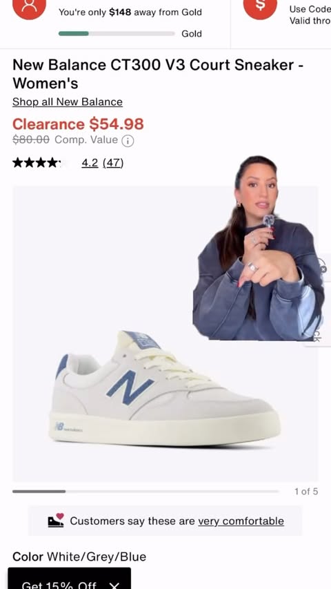 Instagram post by @heykatiefletcher for DSW. Caption reads: Which ones should I get?!
Shop @dsw Semi-Annual....